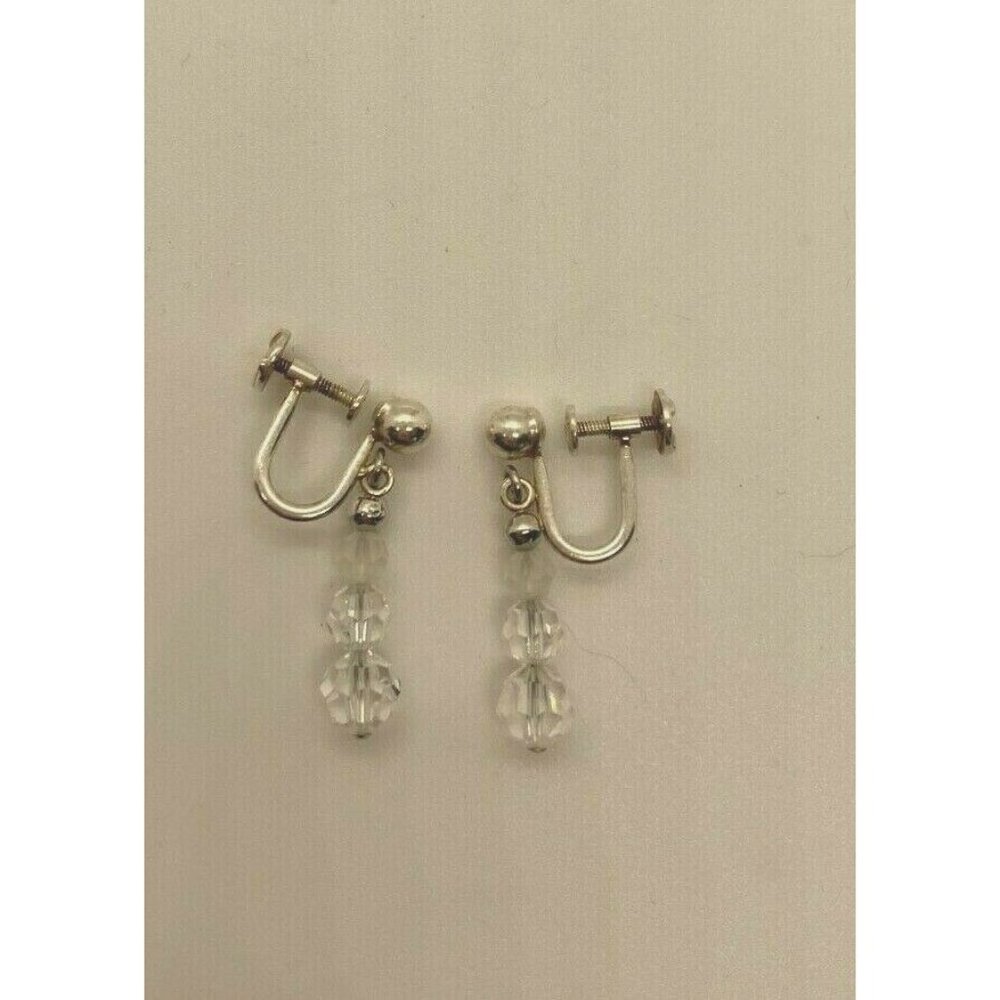 Swarovski Crystal Glass Beaded Sterling Silver Screw On Clip On Earrings